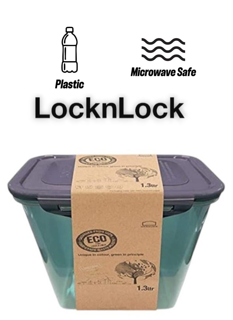 LOCK & LOCK - LocknLock Eco-Friendly 1.3L Airtight Rectangular Food Container - Microwave, Freezer, and Dishwasher Safe - Image 1