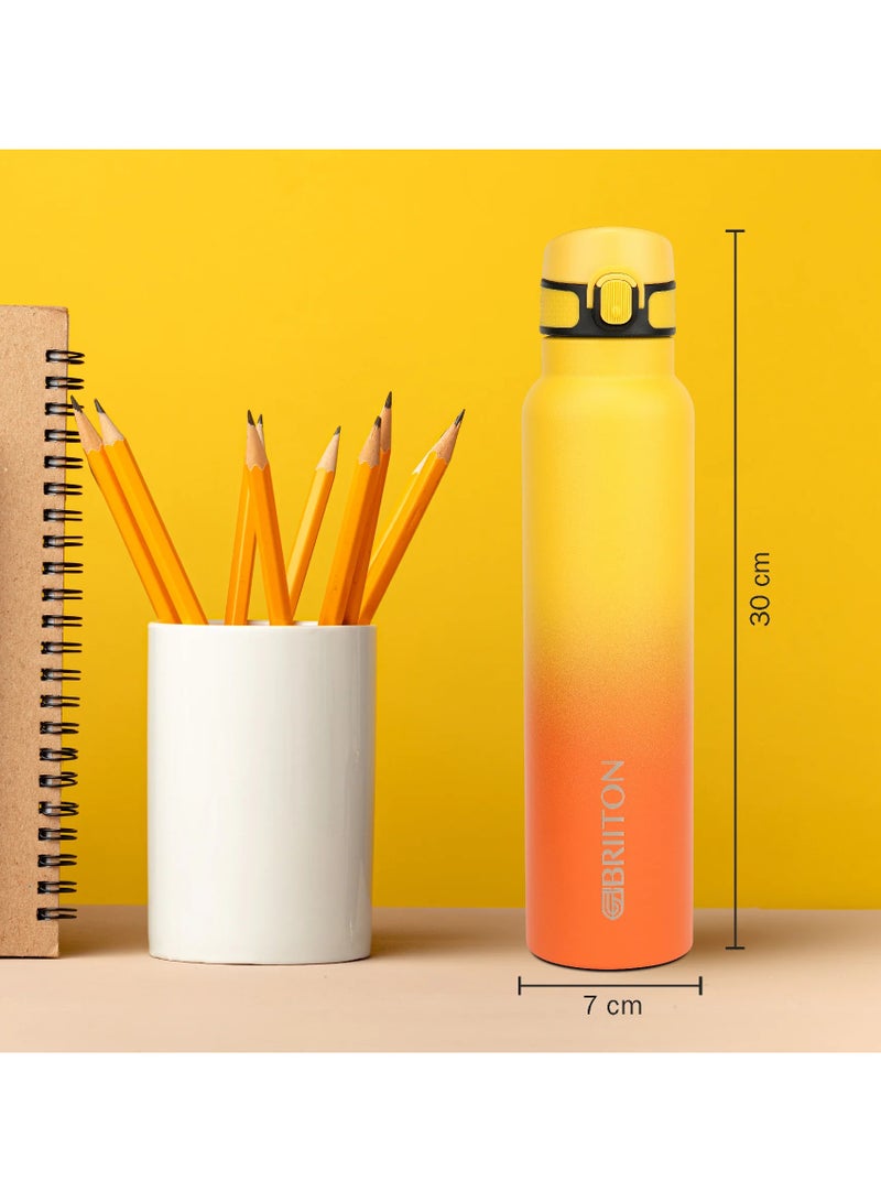 Briiton Vibe 1000ml-34Oz Stainless Steel Water Bottle Dual Tone Yellow |18/8 Food Grade Thermo Vacuum Insulated Flask | 24hrs Hydro Hot & Cold | SS304 Aqua Sports Bottle | For Kids,Gym,Travel  - Image 5
