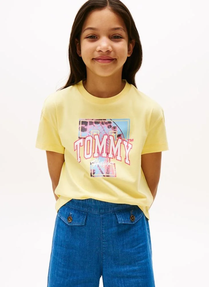 تومي هيلفيغر Kids Photo Print Crew Neck T-Shirt