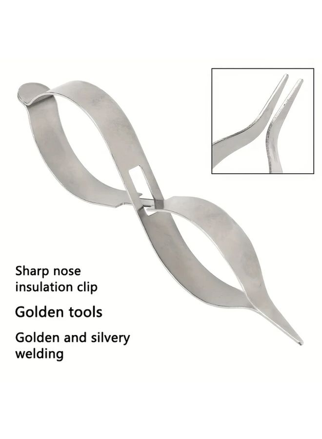 2pcs Professional 8 Shaped Jewelry Welding Tweezers Cross Lock Stainless Steel Precision Tools For Ring Making And Jewelry Repair - Image 5