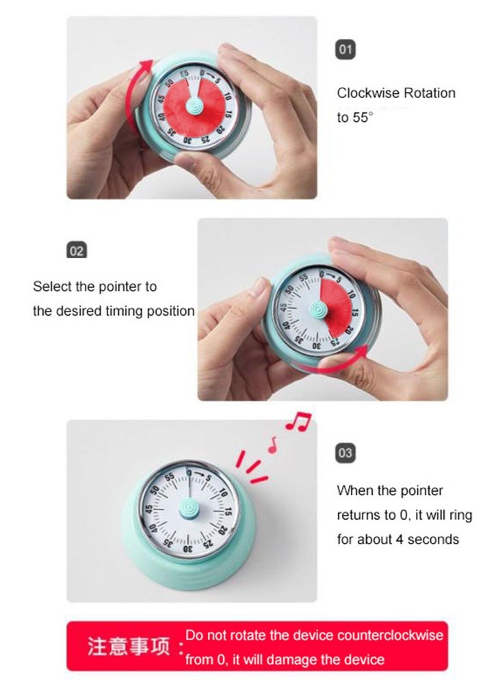 هومستر مطبخ توقيت، المغناطيسية ميكانيكية العد التنازلي 60 دقيقة، إدارة الوقت الطهي الطبخ توقيت مع إنذار عالي، لا بطاريات مطلوبة - Image 5