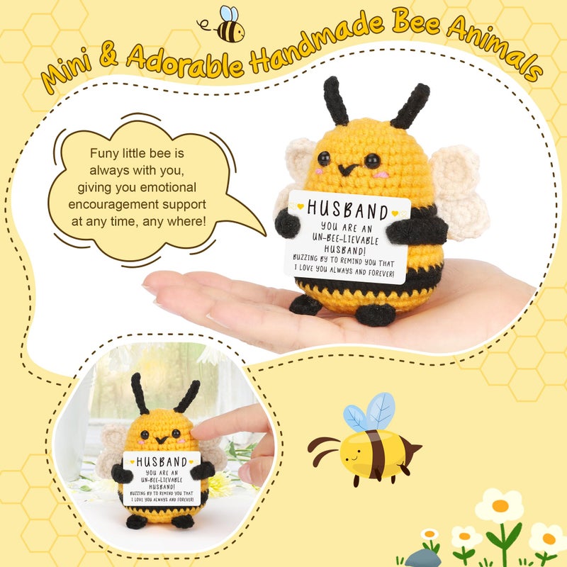 LEJIAJINW Husband Gifts, Easter Basket Stuffers for Him Husband Easter Egg Gift I Love You Gifts for Him Men Fathers Day Birthday Anniversary, Cute Emotional Crochet Bee Gift Valentines White Elephant - Image 2