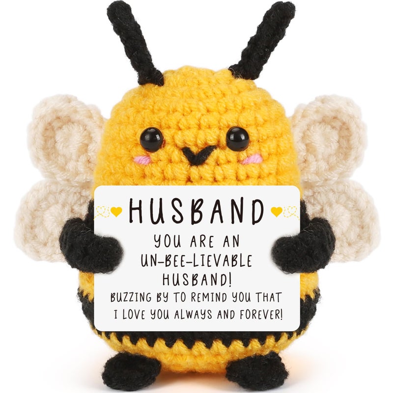 LEJIAJINW Husband Gifts, Easter Basket Stuffers for Him Husband Easter Egg Gift I Love You Gifts for Him Men Fathers Day Birthday Anniversary, Cute Emotional Crochet Bee Gift Valentines White Elephant - Image 1