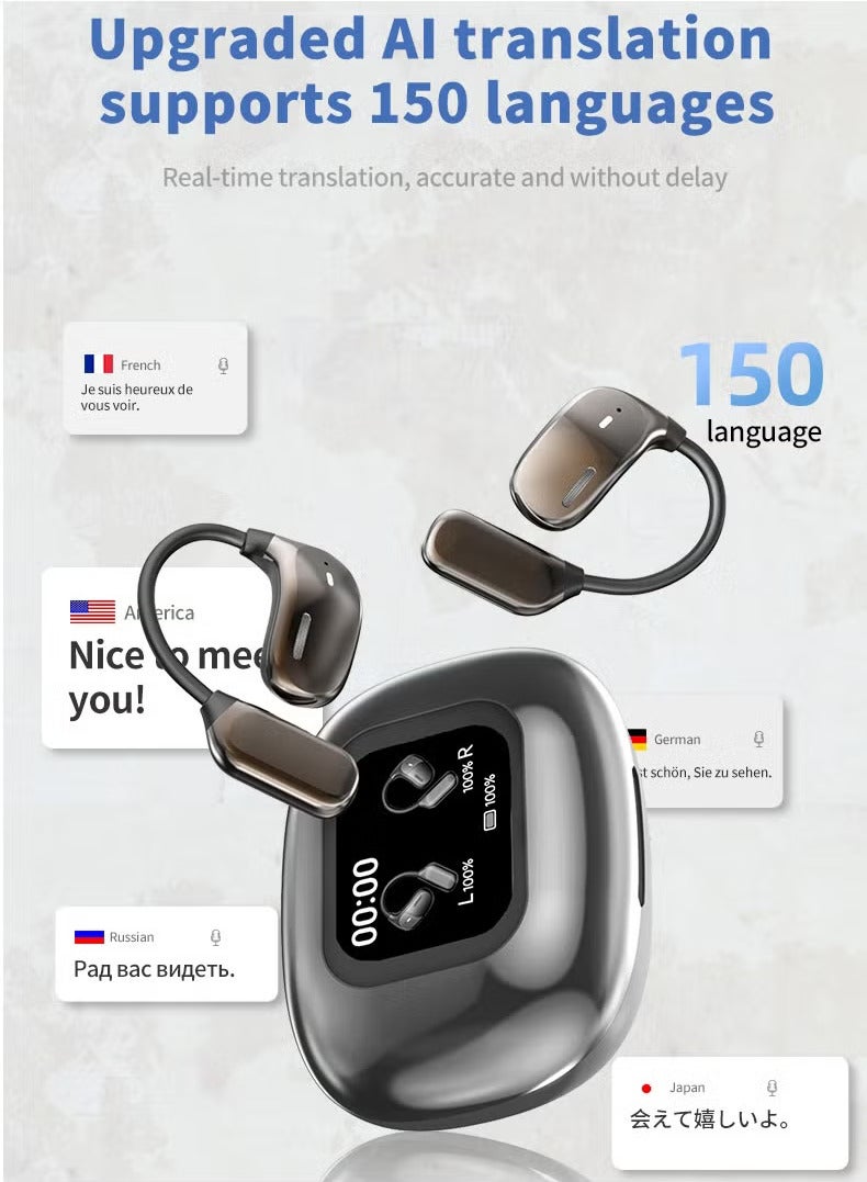 Intelligent Real-Time Translation Wireless Bluetooth Earbuds, HIFI Sound Quality, Ultra-Long Battery Life, Bluetooth 5.4, 150+ Languages Supported, 5-7 Hours Playtime, 60+ Days Standby, Comfortable Silicone Design, UVC Sterilization with 99.9% Effectiveness - Image 2