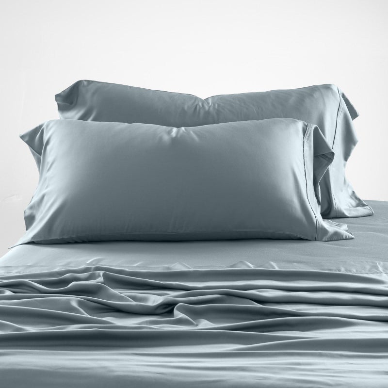 Olive + Crate Tencel Eucalyptus Cooling Pillow Cases for Hot Sleepers - Moisture Wicking  Temperature Regulating  King Size Silk Pillowcase - Smooth Sateen Weave  Naturally Produced (2 Pack)  Basalt