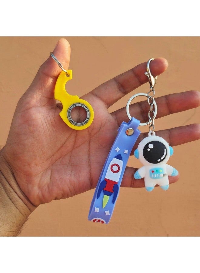 Amaira Gifts Plastic Awesome Ninja Spinner Rotatable Keychain & Astronaut Keychain Combo for Boys, Kids & Girls | Keychains for Bike, Multicolor - Image 1