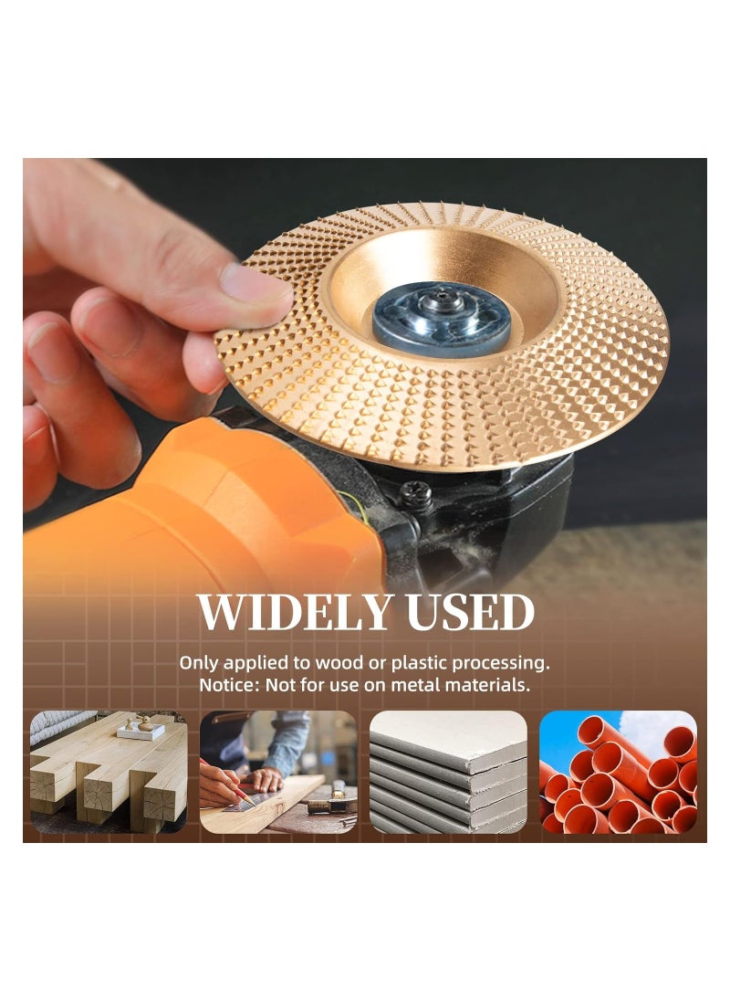 SYOSI 5PCS Wood Carving Disc Set Grinding Wheel Shaping Disc for 4" or 4 1/2" Angle Grinder for Wood Cutting Grinding Shaping Sculpting Disc Grinder Cutting Wheel Grinding Disk Attachments  - Image 3