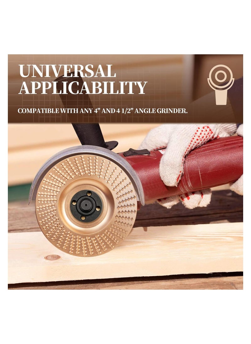 SYOSI 5PCS Wood Carving Disc Set Grinding Wheel Shaping Disc for 4" or 4 1/2" Angle Grinder for Wood Cutting Grinding Shaping Sculpting Disc Grinder Cutting Wheel Grinding Disk Attachments  - Image 2