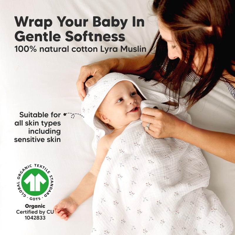 KeaBabies Muslin Baby Bath Towels with Hood for Girls, Boys -Large Organic Cotton Hooded Baby Towels for Newborns,Toddlers,Infant,Kids,Soft Absorbent Newborn Bath Essentials Gift Set(Petunia, Regular) - Image 2