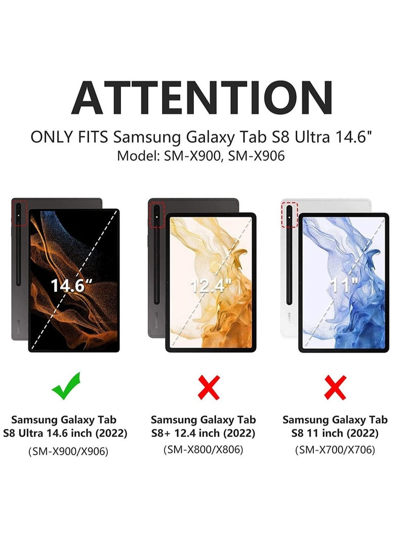 vesus Keyboard Case for Samsung Galaxy Tab S8 Ultra 14.6 inch 2022, Magnetically Detachable Bluetooth Keyboard, Slim Lightweight Stand Cover with S Pen Holder, Auto Sleep/Wake, SM-X900/X906, Black - Image 2