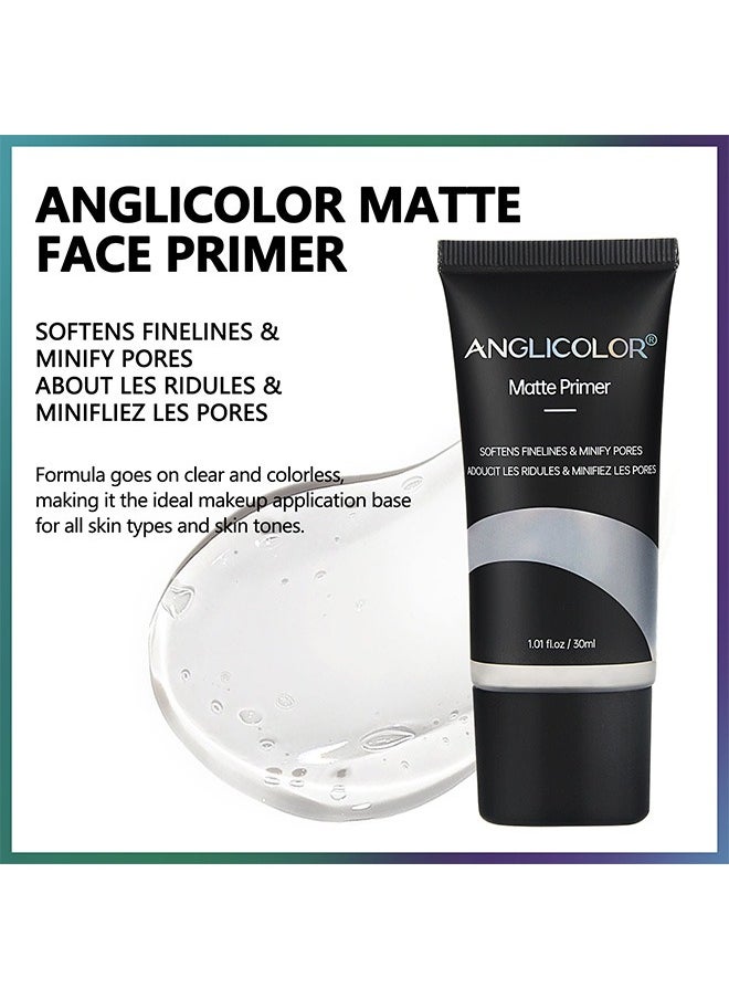 Anglicolor Matte Primer Face Foundation Primer Makeup Primer For All Skin Types, Long Lasting Hydrating Smoothing Isolated Moisturizing Oil Free Effect Make Up Base, Pore Minimizer (30ml)  - Image 3