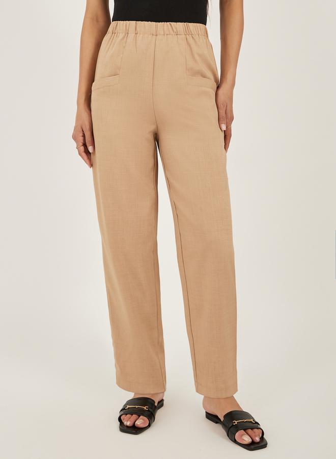 ستايلي بنطلون بقصّة مستقيمة وخصر مرتفع بجيوب واسعة - Image 2