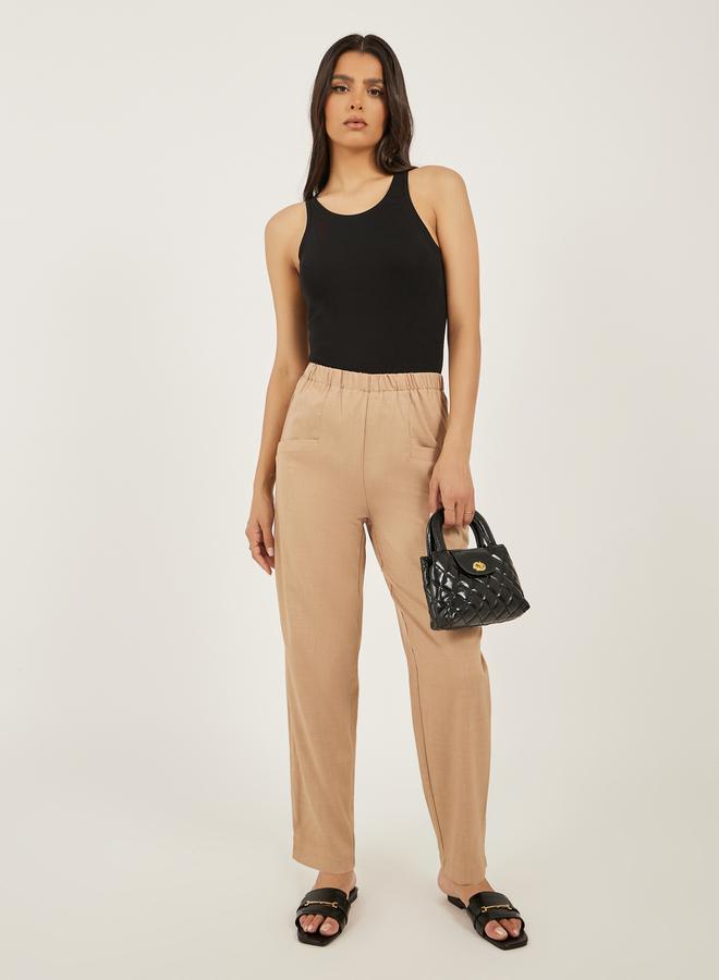 ستايلي بنطلون بقصّة مستقيمة وخصر مرتفع بجيوب واسعة - Image 1