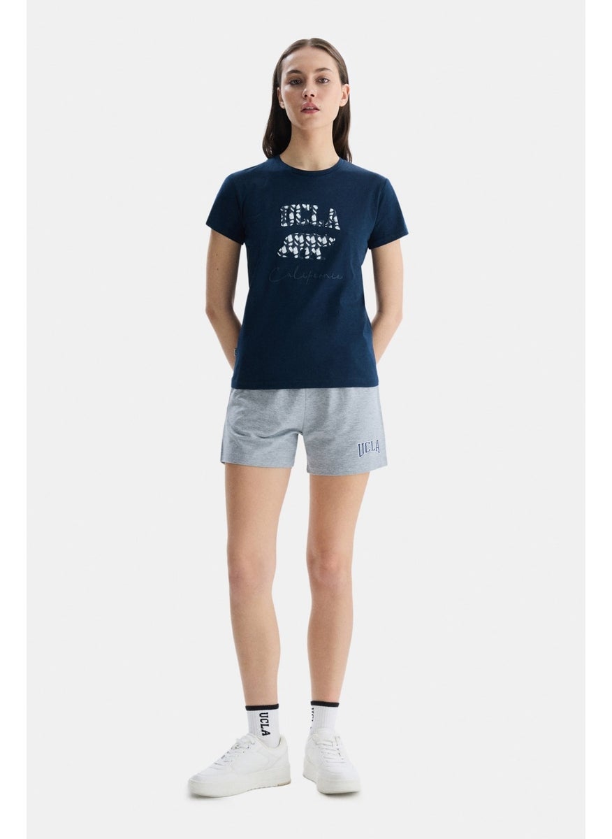 UCLA Allison Navy Blue Crew Neck Printed Women's Tshirt  - Image 3