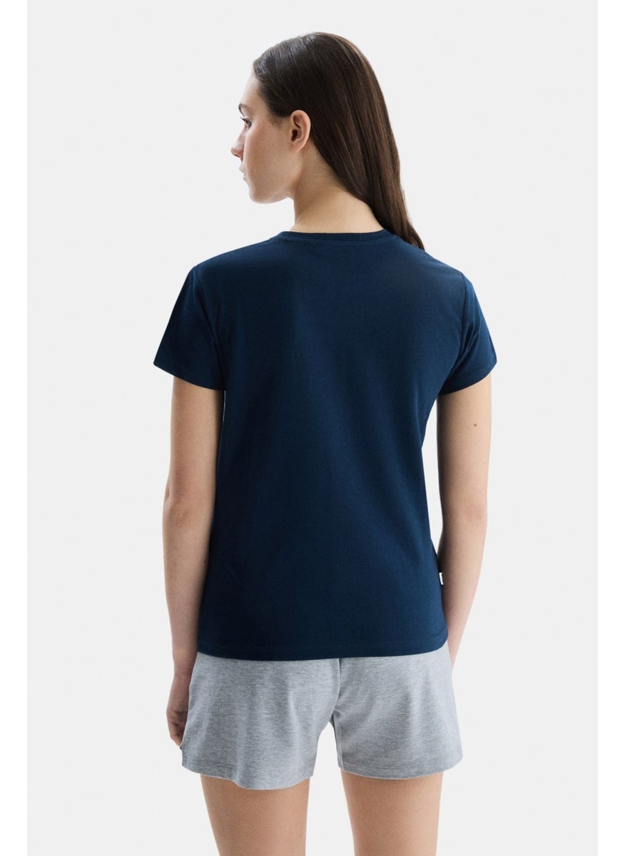 UCLA Allison Navy Blue Crew Neck Printed Women's Tshirt  - Image 4