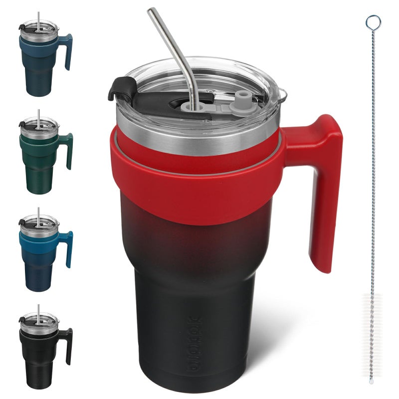BJPKPK BJPKPK 30 oz Tumbler With Handle And Straw Stainless Steel Insulated Tumbler Cups For Water Or Ice CoffeeBlood Moon