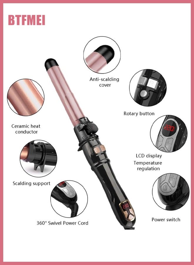 Auto Rotating Hair Curler, Ceramic Curling Iron with Adjustable Heat, Quick Styling for Daily Use, Long Cord & 360° Swivel