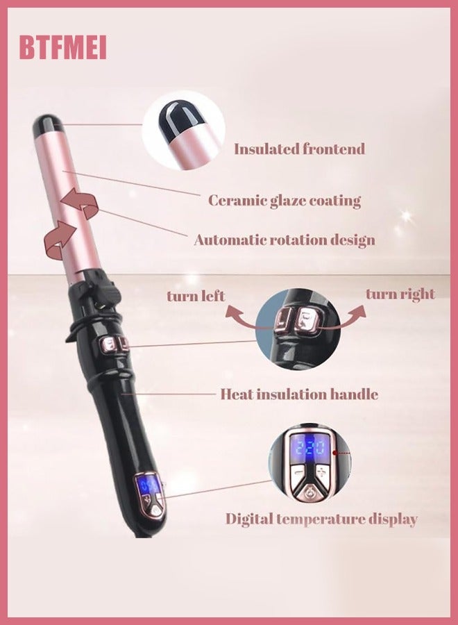 Auto Rotating Hair Curler, Ceramic Curling Iron with Adjustable Heat, Quick Styling for Daily Use, Long Cord & 360° Swivel