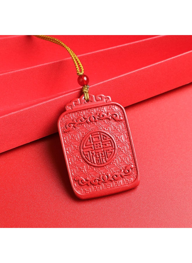 Genuine High-content Cinnabar Imperial Sand Six-syllable Mantra Heart Sutra Worry-free Plaque Premium Necklace - Image 3