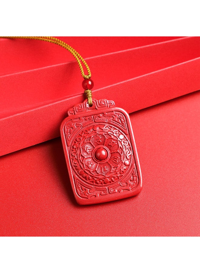 Genuine High-content Cinnabar Imperial Sand Six-syllable Mantra Heart Sutra Worry-free Plaque Premium Necklace - Image 2