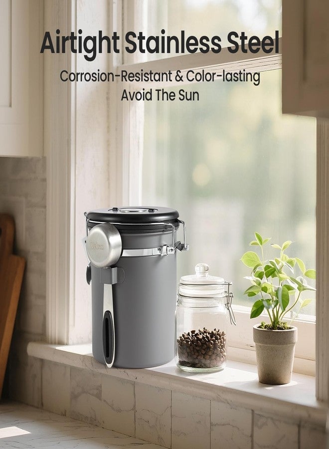Veken Coffee Canister, Airtight Stainless Steel Kitchen Food Storage Container with Date Tracker and Scoop for Beans, Grounds, Tea, Flour, Cereal, Sugar, 16OZ, Gray - Image 5