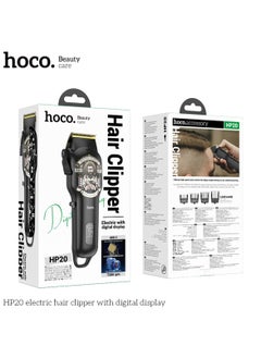 hoco. HOCO HP20 Professional Digital Hair Clipper Cordless Hair Care Rechargeable Hair Trimmer with 4 Guide Combs, LED Display, 4 Hours Hours Working Time and Steel Blade  - Image 4