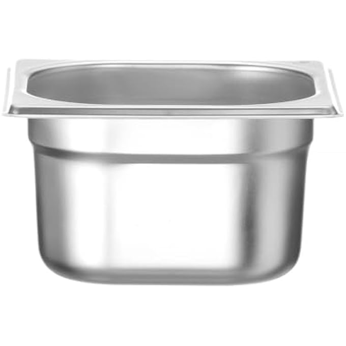 rayihni Recipiente Gn 16Contenedor GnBordes RedondeadosResistente A Temperaturas De 40 A 300CApto Para HornosCongeladoresCalientaplatosBao Mara16L176X162XH 100MmAcero Inoxidable - Image 1