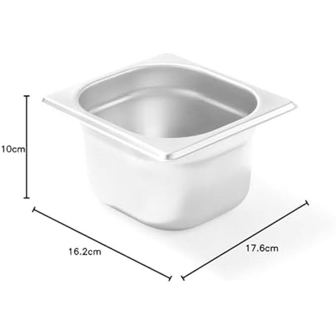 rayihni Recipiente Gn 16Contenedor GnBordes RedondeadosResistente A Temperaturas De 40 A 300CApto Para HornosCongeladoresCalientaplatosBao Mara16L176X162XH 100MmAcero Inoxidable - Image 4