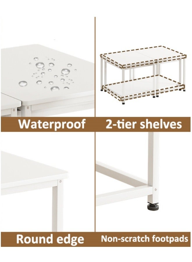 Multi-functional 3-in-1 Table，beside table、coffee table、nightstand、TV table, suitable for living room and bedroom White