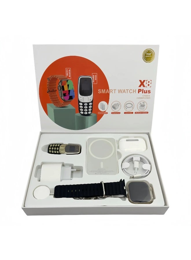 ELTRAZONE X8 Ultra Smartwatch 6-in-1 Combo Set with Smartphone – Fitness Tracker, Bluetooth Calling, Heart Rate Monitor, Sports Modes, HD Display – All-in-One Gift Bundle for Men & Women - Image 1