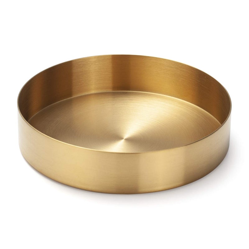 IVAILEX Round Gold Tray Stainless Steel Jewelry, Make up, Candle Plate Decorative Tray (5.5 inches) - Image 1