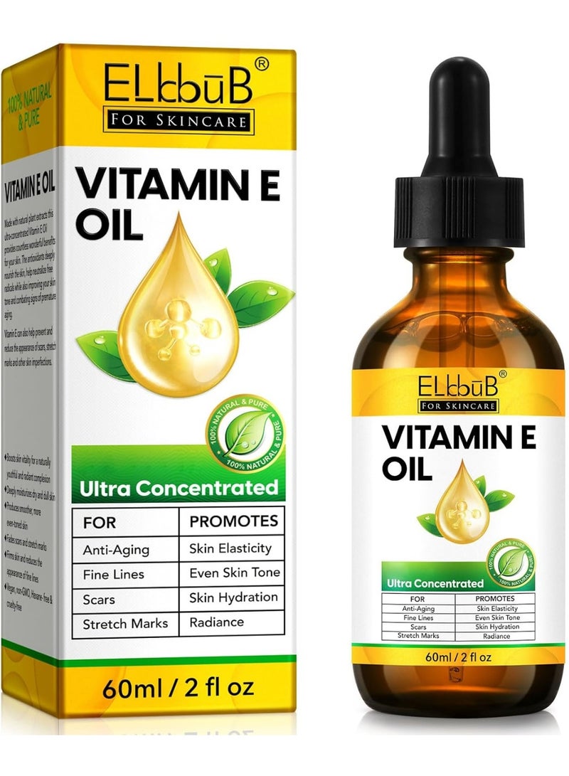 Vitamin E Oil 75000 IU - Pure Organic Vitamin E Oil for Skin, Face & Body - Firming Care Against Scars, Wrinkles & Fine Lines
