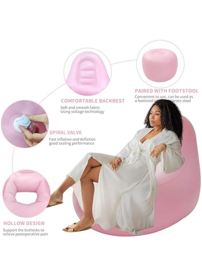Arabest Pink BBL Inflatable Chair Sofa with Hole for  Surgery Recovery, Electric Air Pump & Ottoman for Sitting, Sleeping, Pregnancy, Relaxation.  - Image 3