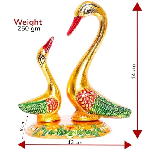 KridayKraft Multicolor Love Birds swan Set Pair of Kissing Duck Metal Statue,Romantic Gift for Girl Friend,Decoration Idol for Showcase,Table, Animal Showpiece Figurines Gift Article... - Image 2