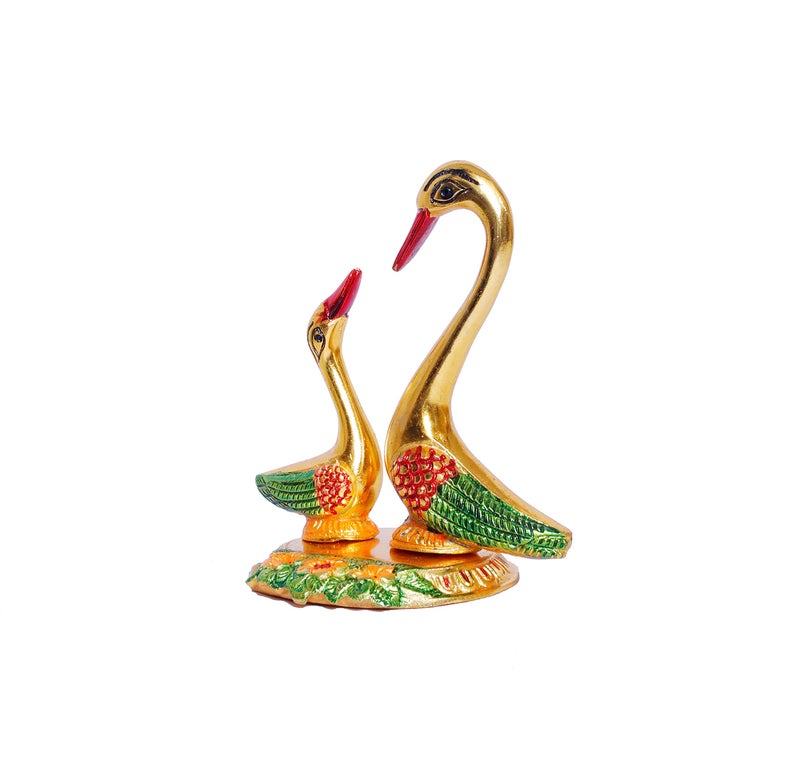 KridayKraft Multicolor Love Birds swan Set Pair of Kissing Duck Metal Statue,Romantic Gift for Girl Friend,Decoration Idol for Showcase,Table, Animal Showpiece Figurines Gift Article... - Image 4