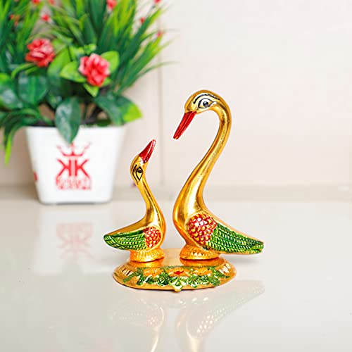 KridayKraft Multicolor Love Birds swan Set Pair of Kissing Duck Metal Statue,Romantic Gift for Girl Friend,Decoration Idol for Showcase,Table, Animal Showpiece Figurines Gift Article... - Image 3