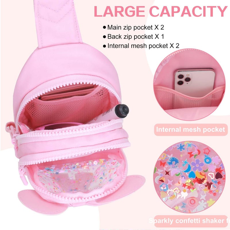 Kejea Initial Sling Bag for Girls - 3-7 Year Old Girl Birthday Gifts, Clear Letter Small Crossbody Bag Purses Toddler Kid Gifts Stuff Pink A - Image 5