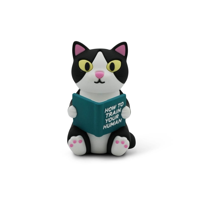GOOFBALLS Little Readers â€“ Cute Figurines for Bookshelves, Desks, Terrariums & Home Decor â€“ Book-Loving Animal Statues - Cat - Image 1