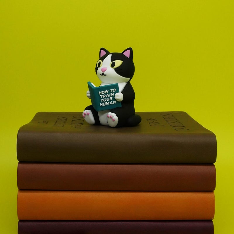 GOOFBALLS Little Readers â€“ Cute Figurines for Bookshelves, Desks, Terrariums & Home Decor â€“ Book-Loving Animal Statues - Cat - Image 4