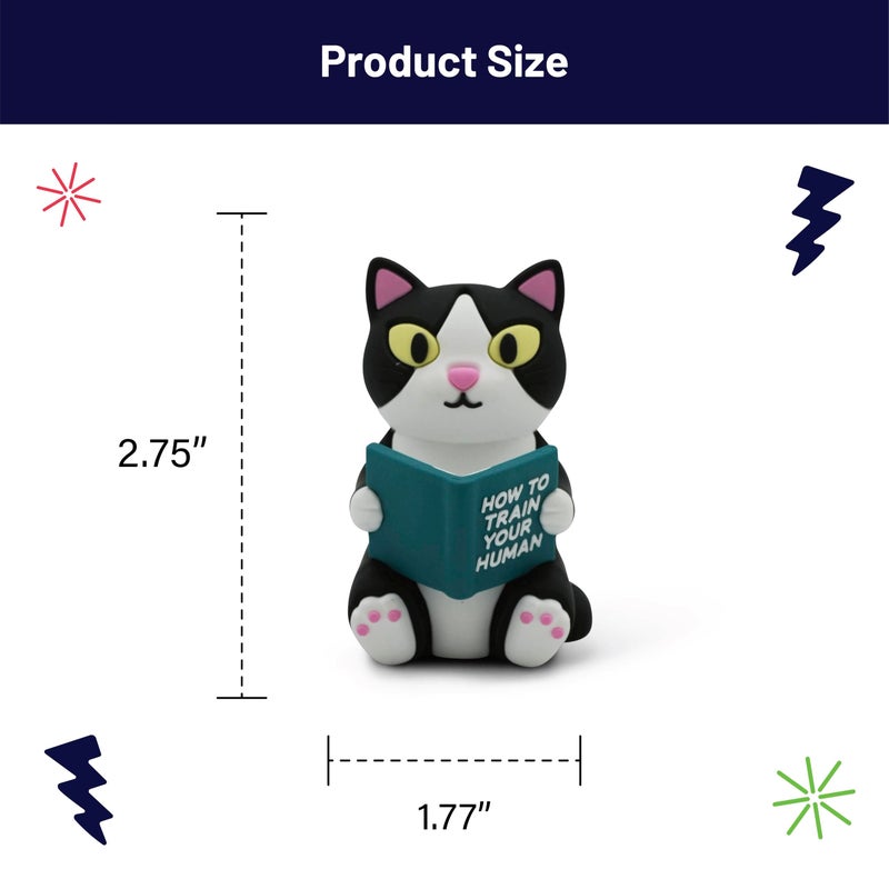 GOOFBALLS Little Readers â€“ Cute Figurines for Bookshelves, Desks, Terrariums & Home Decor â€“ Book-Loving Animal Statues - Cat - Image 3