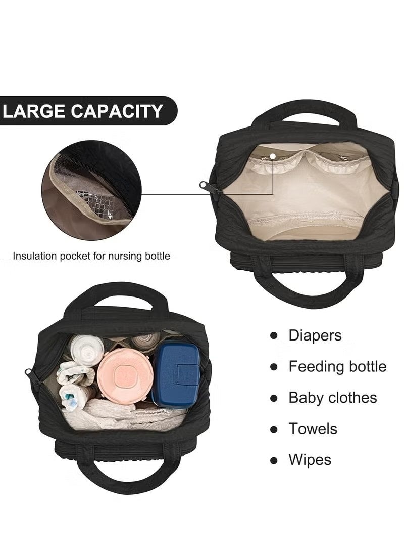 جونيس الحفاضات كيس توت للطفل فتاة حقيبة أمي مطبوعة القطن الحفاضات الطفل كيس السفر الحفاضات متعددة الوظائف حقيبة الأمومة كيس التخزين السفر الحفاضات كيس توت بدون دمية - Image 4