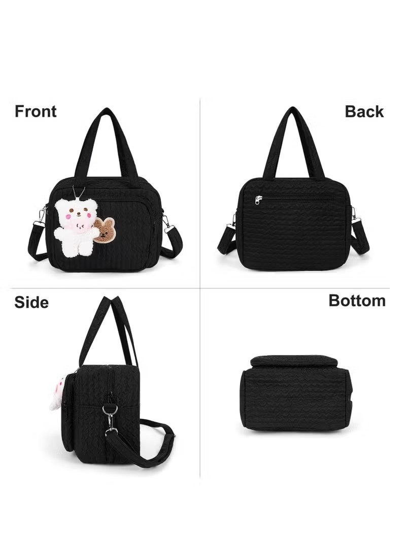 جونيس الحفاضات كيس توت للطفل فتاة حقيبة أمي مطبوعة القطن الحفاضات الطفل كيس السفر الحفاضات متعددة الوظائف حقيبة الأمومة كيس التخزين السفر الحفاضات كيس توت بدون دمية - Image 3