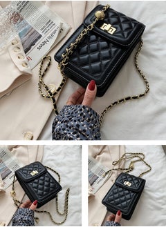 Zohra Women's PU Leather Quilted Crossbody Bag Messenger Shoulder Bag Cell Phone Wallet Handbag Chain Crossbody Bag  - Image 2