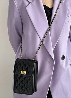 Zohra Women's PU Leather Quilted Crossbody Bag Messenger Shoulder Bag Cell Phone Wallet Handbag Chain Crossbody Bag  - Image 3