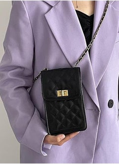 Zohra Women's PU Leather Quilted Crossbody Bag Messenger Shoulder Bag Cell Phone Wallet Handbag Chain Crossbody Bag  - Image 4