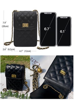 Zohra Women's PU Leather Quilted Crossbody Bag Messenger Shoulder Bag Cell Phone Wallet Handbag Chain Crossbody Bag  - Image 5
