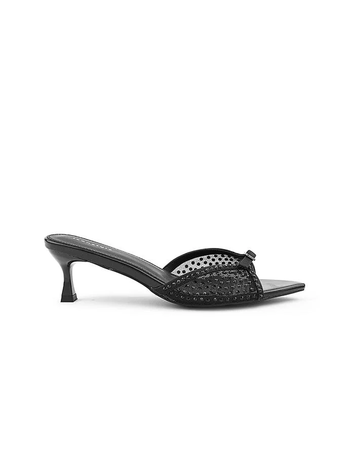 أيقون Heel slipper adorned with sparkling crystal accents.
