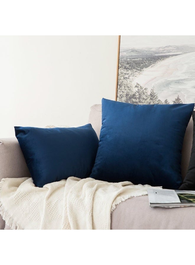 ميولي حزمة Miuleee من 2 وسادة مخملية تغطي وسادة مربعة ناعم الصلبة الصلبة الداكنة الداكنة - Image 5