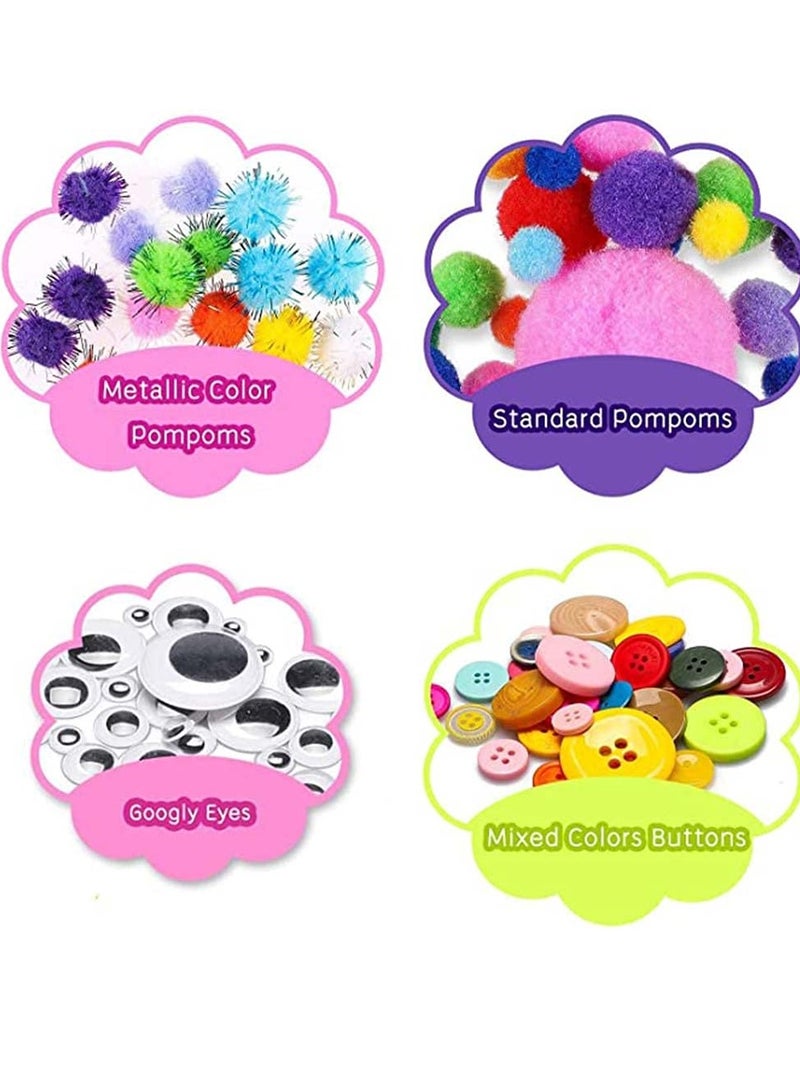 دايتويز مستلزمات فنية مصنوعة يدويًا للأطفال، 1000 قطعة من مستلزمات الحرف اليدوية للأطفال، مجموعة مواد إنتاجية مناسبة للمدرسة ورياض الأطفال والعائلة - Image 2