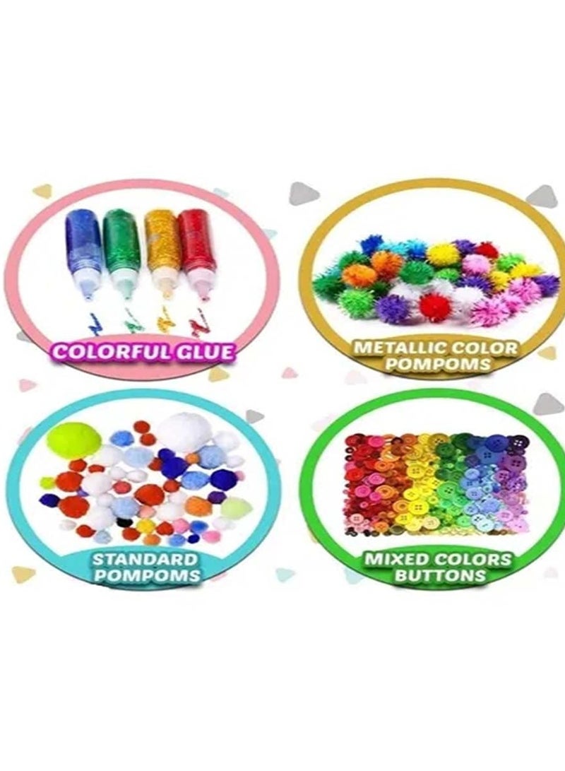 دايتويز مستلزمات فنية مصنوعة يدويًا للأطفال، 1000 قطعة من مستلزمات الحرف اليدوية للأطفال، مجموعة مواد إنتاجية مناسبة للمدرسة ورياض الأطفال والعائلة - Image 3